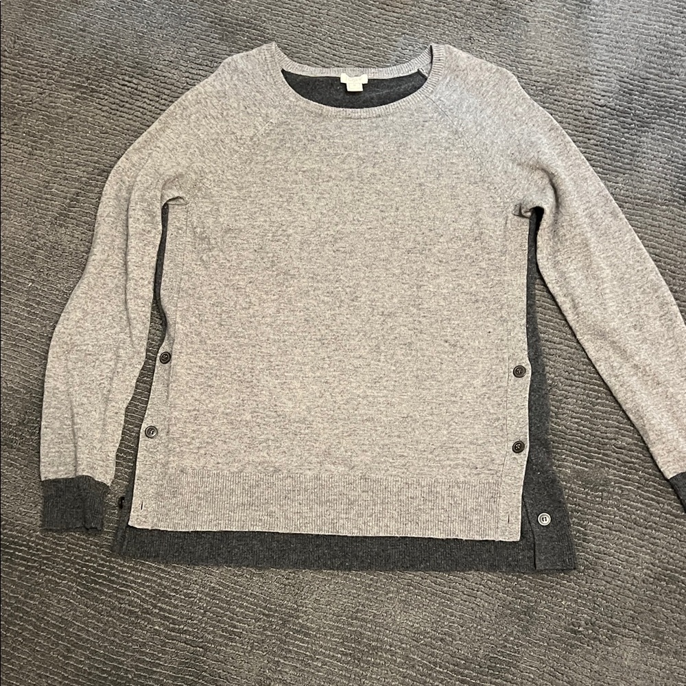 Jcrew Gray Button-Accent Sweater